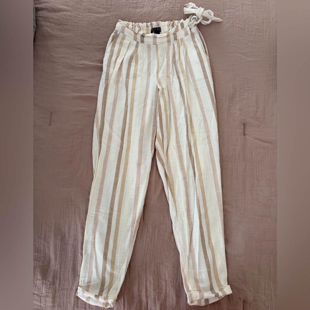 Hot Kiss Striped Slim Straight Pant / Lightweight Vacation Pants